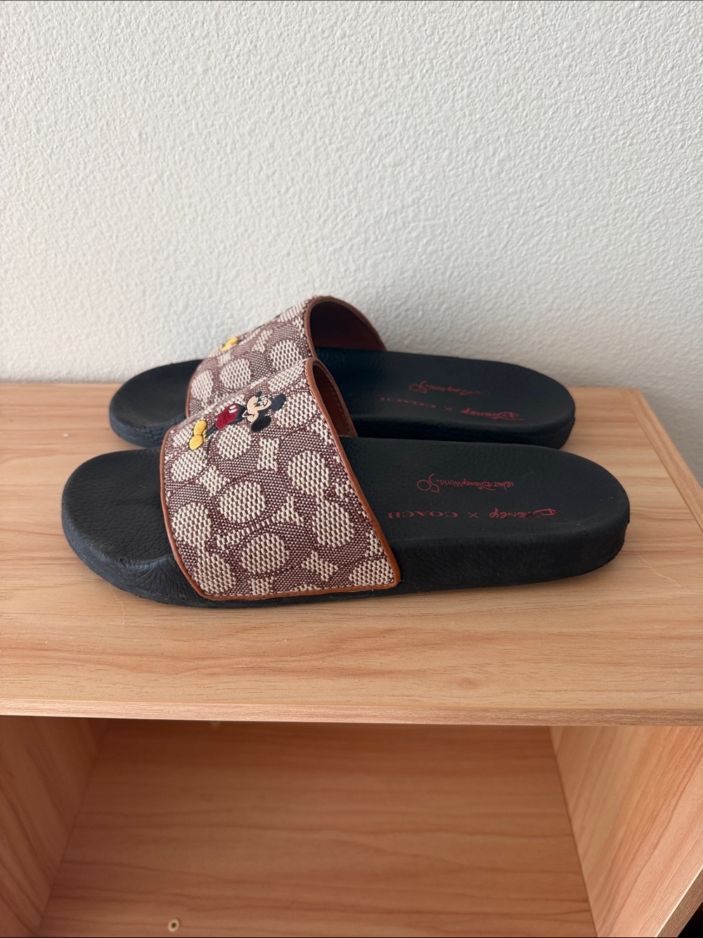 Coach x Disney Mickey Mouse Brown Logo Slide Women’s Sandals - Picture 4 of 4